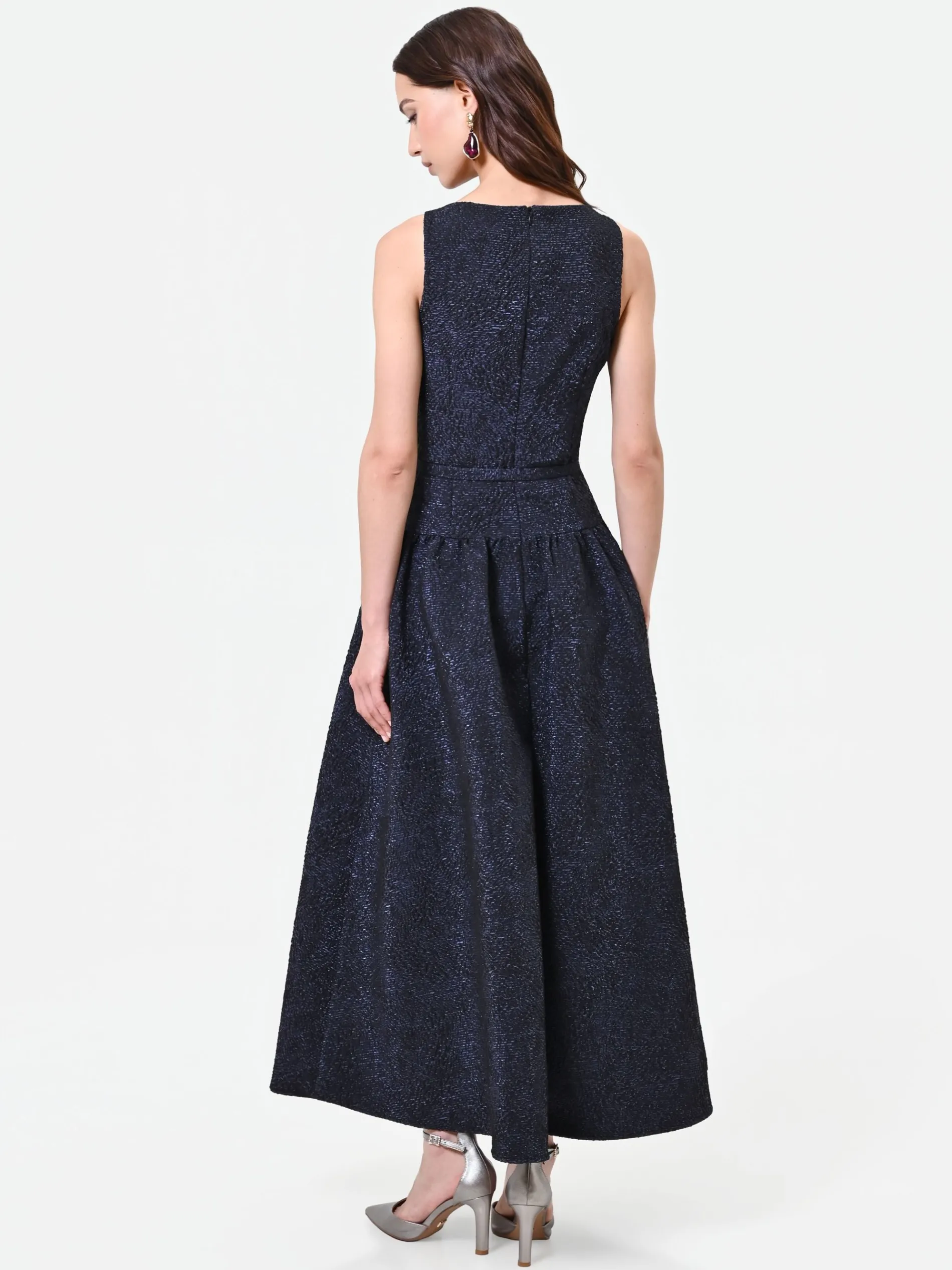 ABITO BLU NAVY JACQUARD CON GONNA AMPIA