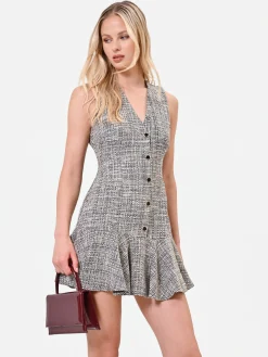 ABITO CORTO GRIGIOEFFETTO TWEED