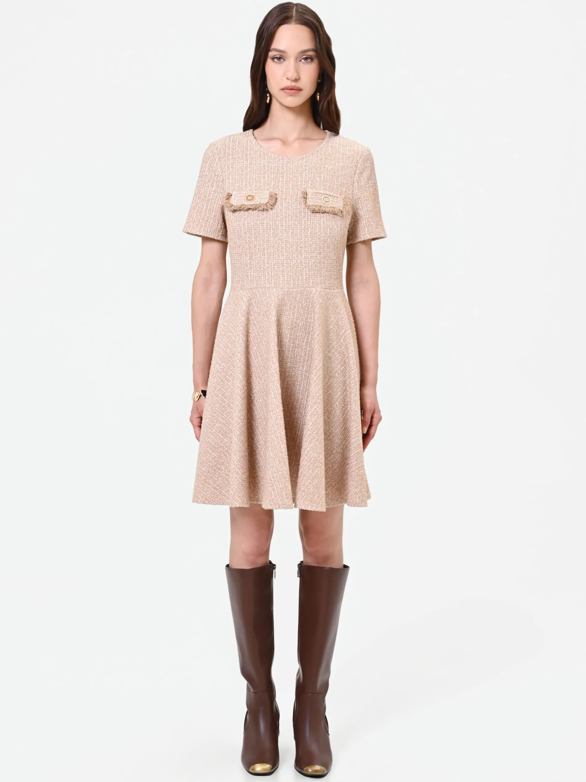 ABITO CORTO TORTORA IN TWEED