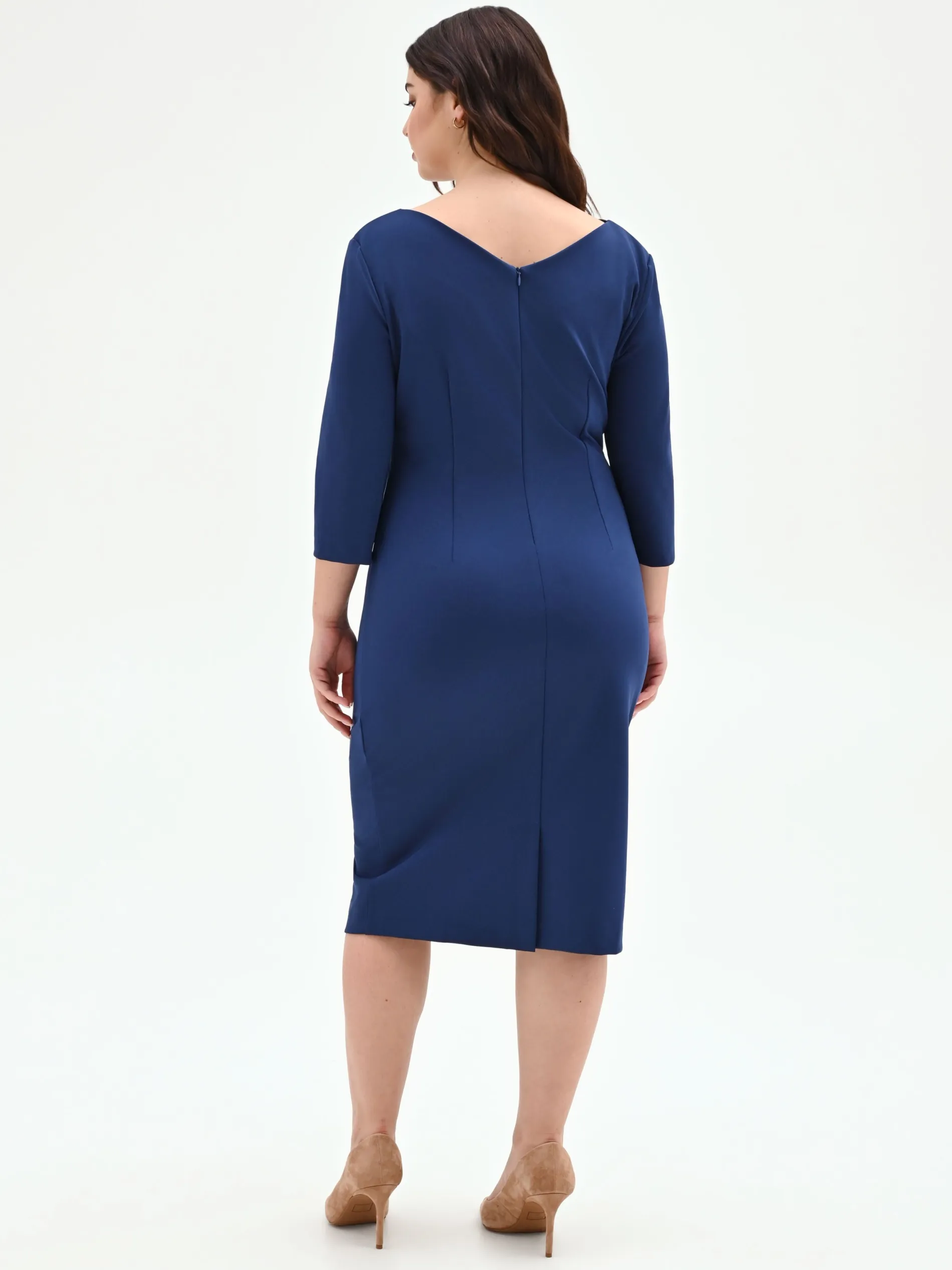 ABITO CURVY BLU BRILLANTE CON DRAPPEGGIO LATERALE