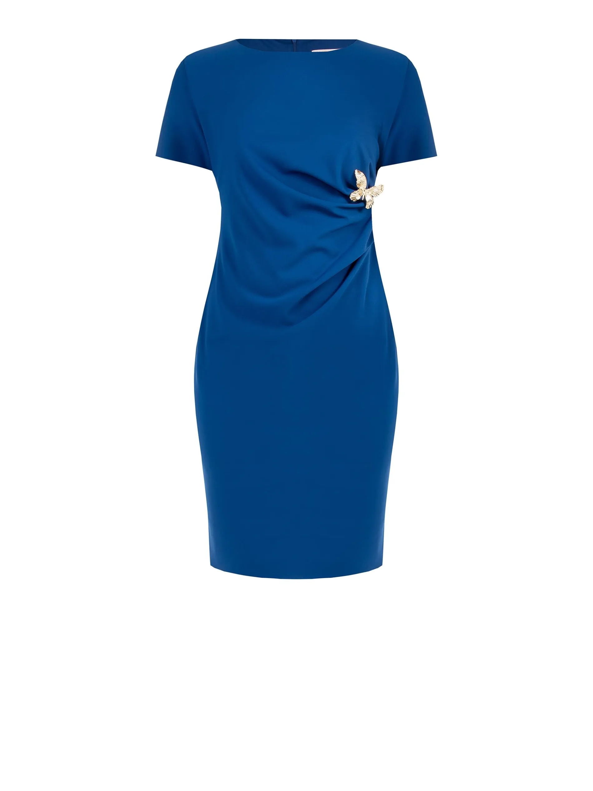ABITO CURVY BLU BRILLANTE CON DRAPPEGGIO LATERALE