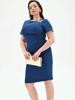 ABITO CURVY BLU BRILLANTE CON DRAPPEGGIO LATERALE