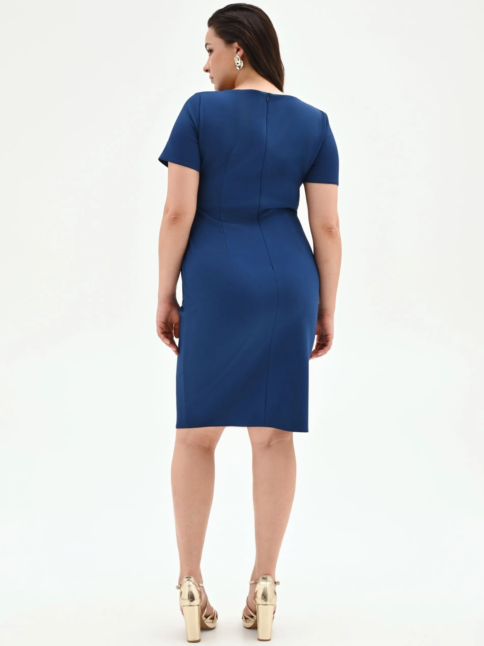 ABITO CURVY BLU BRILLANTE CON DRAPPEGGIO LATERALE