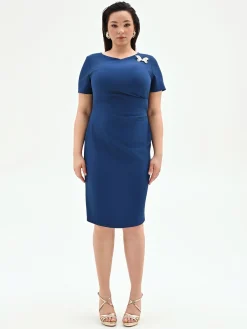 ABITO CURVY BLU BRILLANTE CON DRAPPEGGIO LATERALE