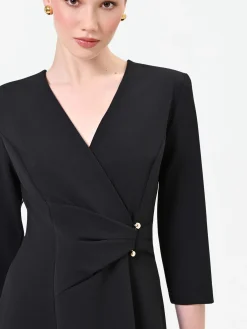 ABITO INCROCIATO NERO CON BOTTONI DESIGN
