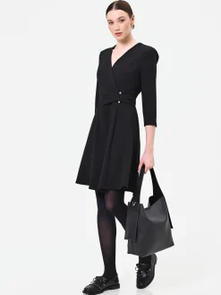 ABITO INCROCIATO NERO CON BOTTONI DESIGN