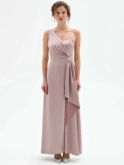 ABITO LUNGO ATELIER ROSA BLUSH CON DRAPPEGGIO