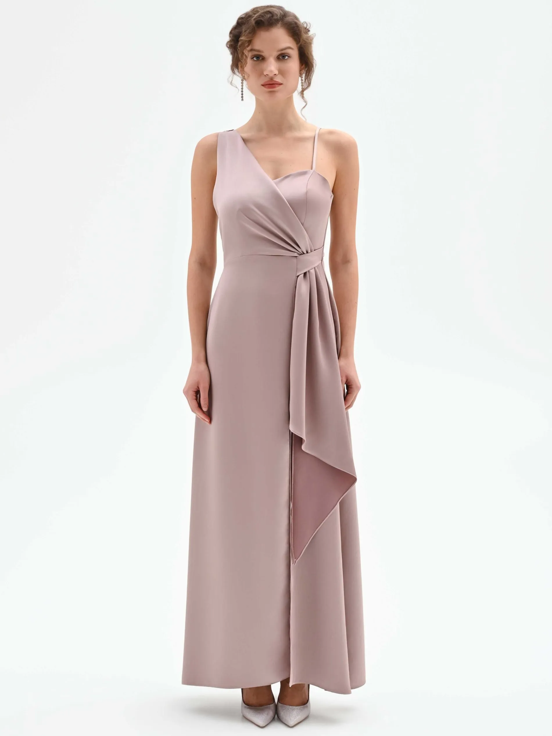 ABITO LUNGO ATELIER ROSA BLUSH CON DRAPPEGGIO