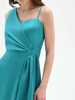 ABITO LUNGO ATELIER VERDE SMERALDO CON DRAPPEGGIO LATERALE