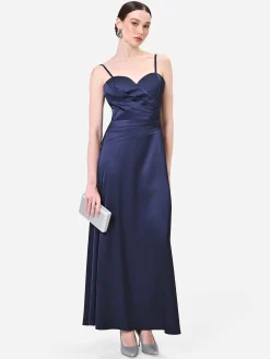 ABITO LUNGO BLU NAVY CON DRAPPEGGIO INCROCIATO