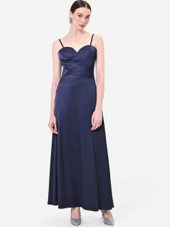 ABITO LUNGO BLU NAVY CON DRAPPEGGIO INCROCIATO