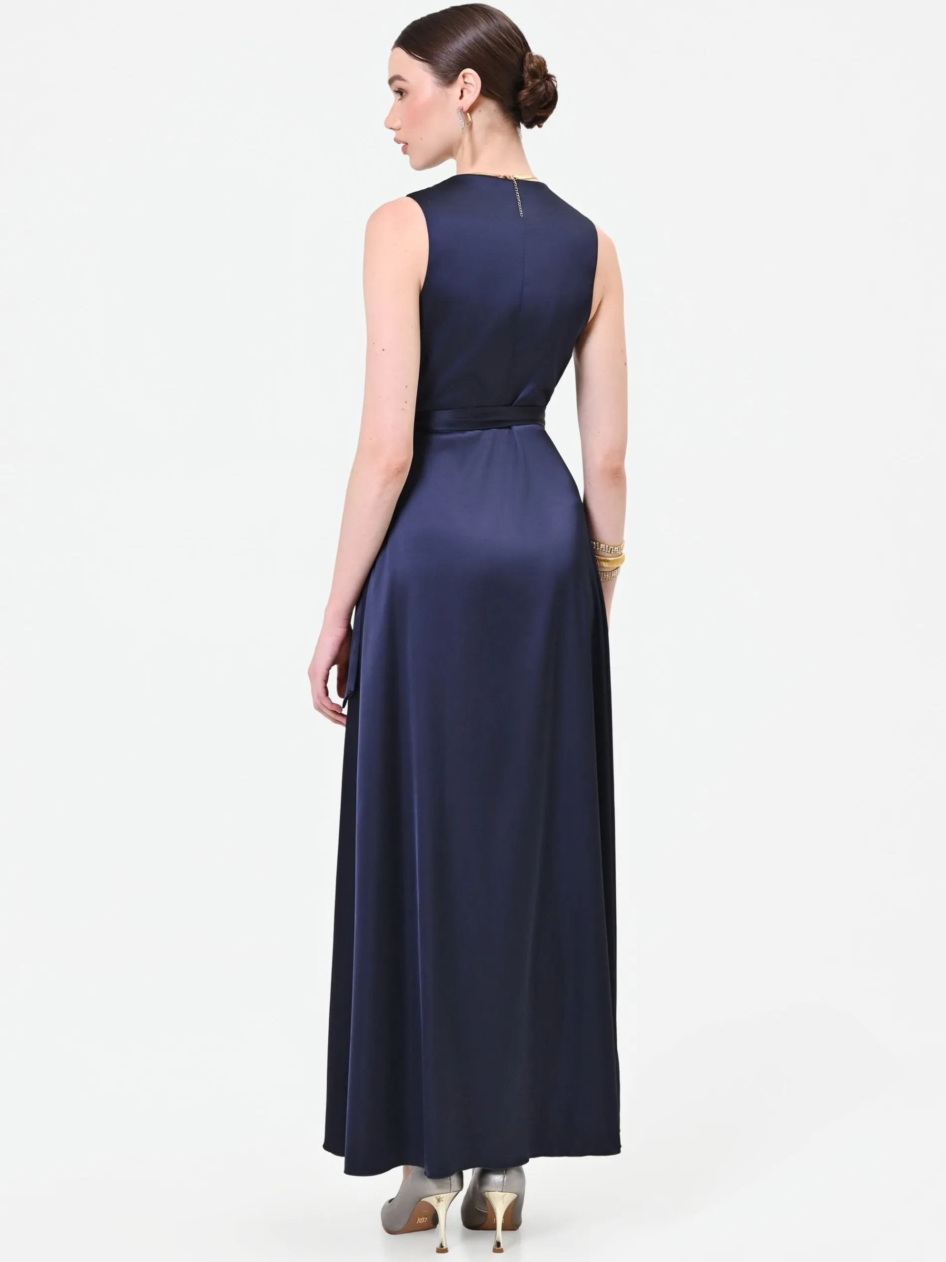 ABITO LUNGO BLU NAVY PLISSÉ