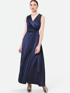 ABITO LUNGO BLU NAVY PLISSÉ