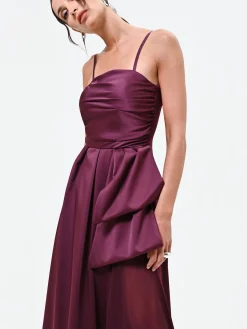 ABITO LUNGO BORDEAUX CON MAXI FIOCCO