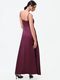 ABITO LUNGO BORDEAUX CON MAXI FIOCCO