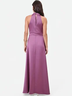 ABITO LUNGO ROSA ANTICO CON SCOLLO HALTER