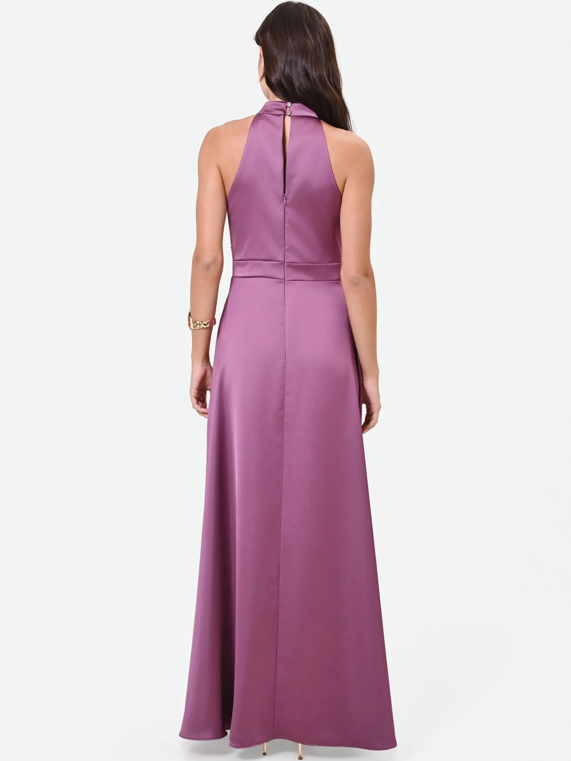 ABITO LUNGO ROSA ANTICO CON SCOLLO HALTER