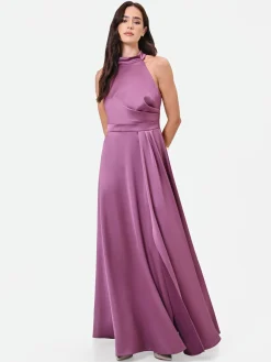 ABITO LUNGO ROSA ANTICO CON SCOLLO HALTER