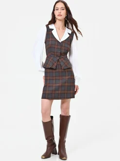 ABITO MARRONE CON STAMPA CHECK EFFETTO CAMICIA