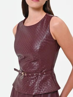ABITO MIDI IN SIMILPELLE ROSSO BORDEAUX