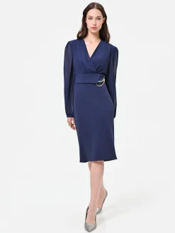 ABITO TUBINO BLU NAVY CON MANICHE VELATE