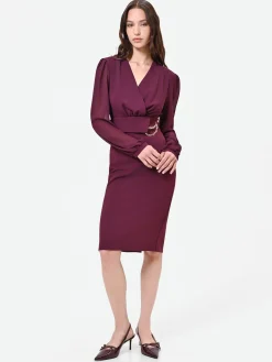 ABITO TUBINO BORDEAUX CON MANICHE IN GEORGETTE