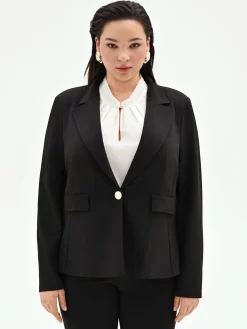 BLAZER NERO MONOPETTO CURVY IN SCUBA MANO CREPE