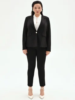BLAZER NERO MONOPETTO CURVY IN SCUBA MANO CREPE
