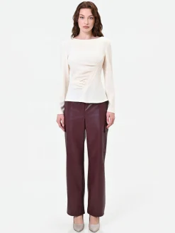 BLUSA BIANCA CON DRAPPEGGIO ASIMMETRICO