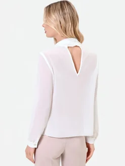 BLUSA BIANCA CON NASTRO LAVALLIERE
