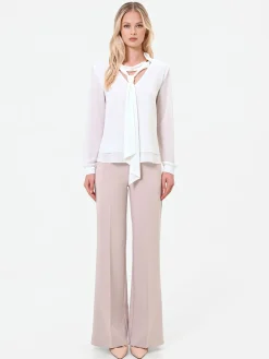BLUSA BIANCA CON NASTRO LAVALLIERE