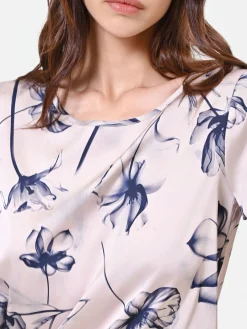 BLUSA CON STAMPA FLOREALE BLU NAVY