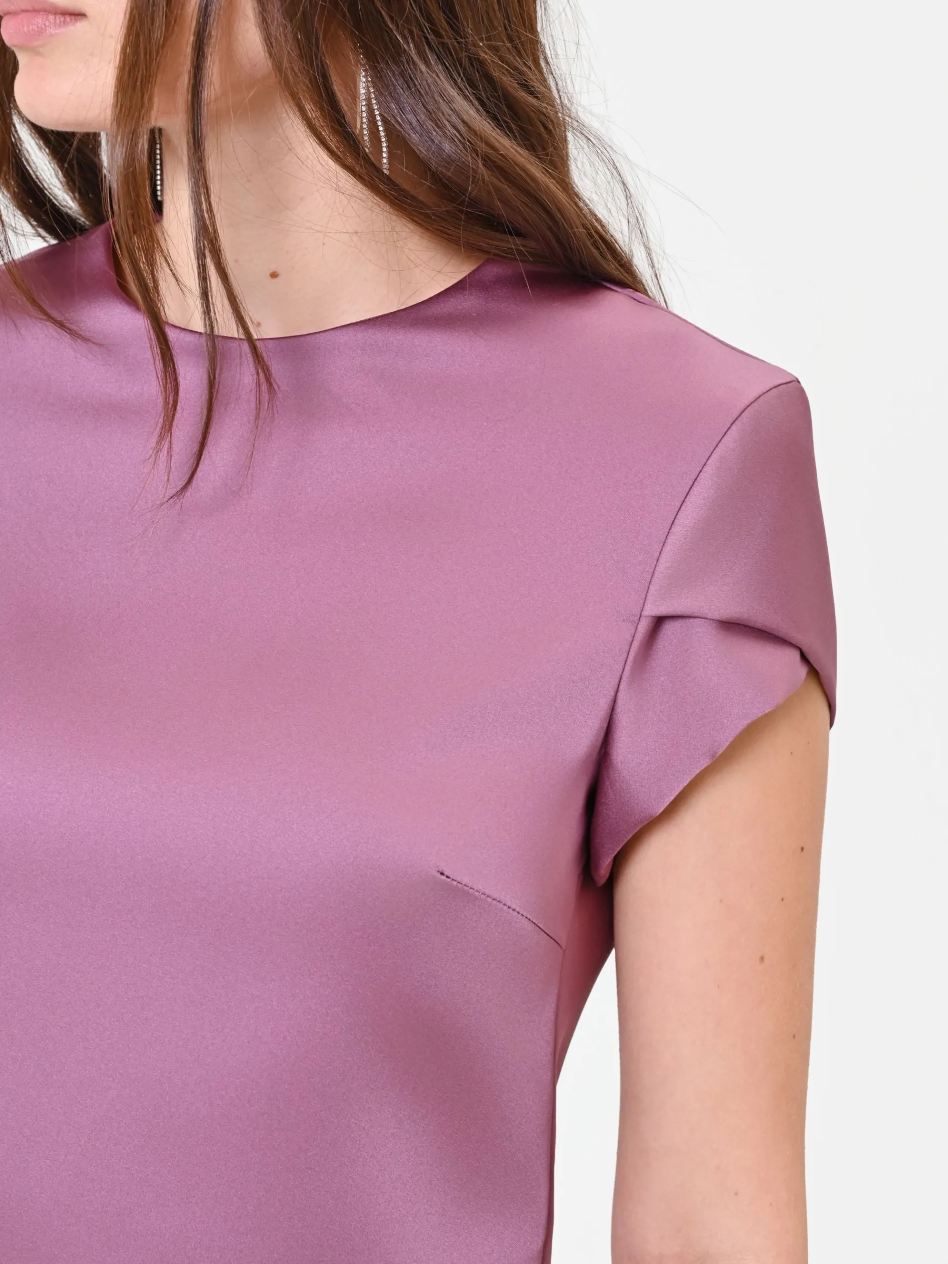 BLUSA CROP IN RASO ROSA ANTICO