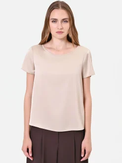 BLUSA IN RASO TORTORA BEIGE
