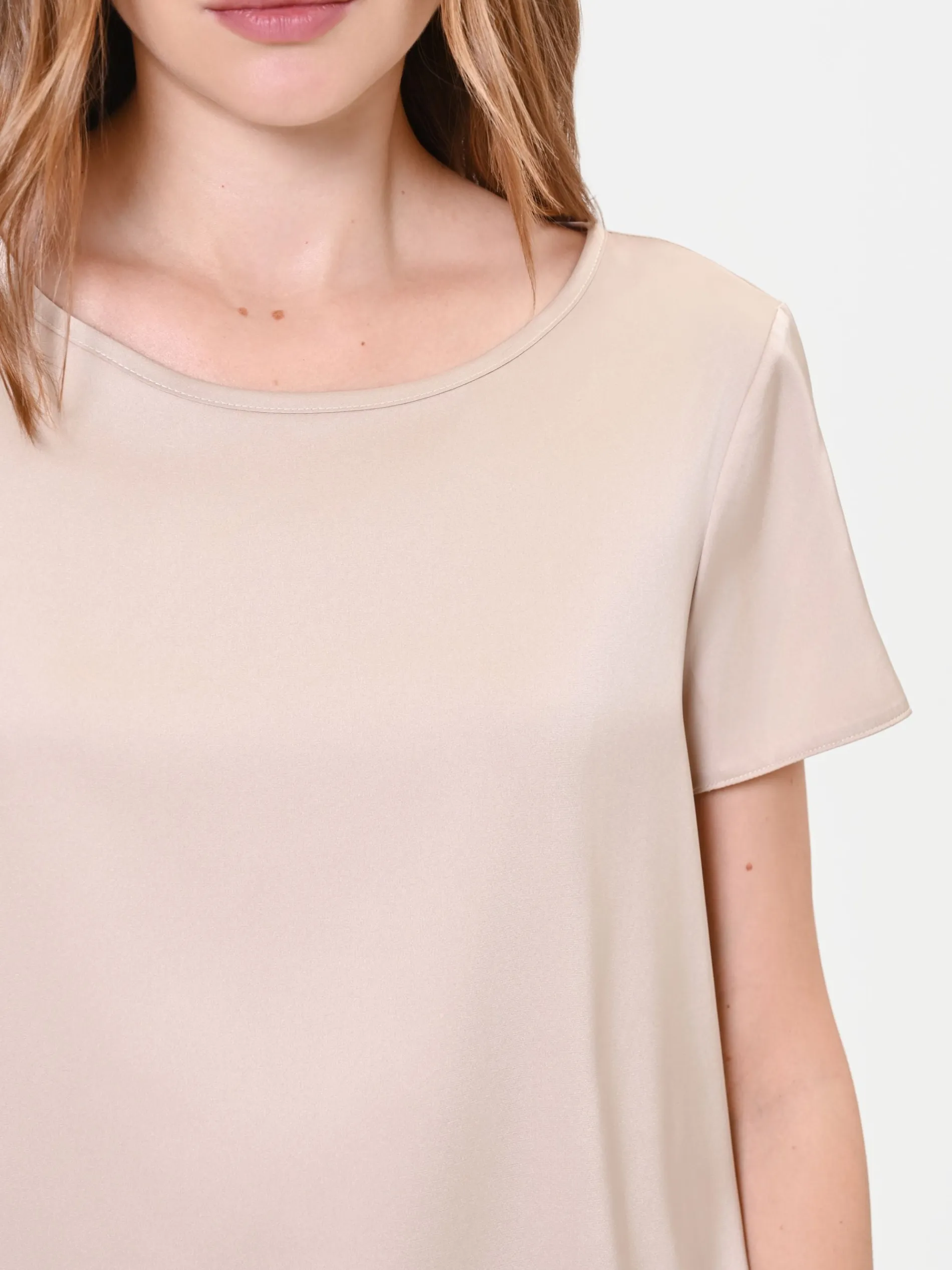 BLUSA IN RASO TORTORA BEIGE