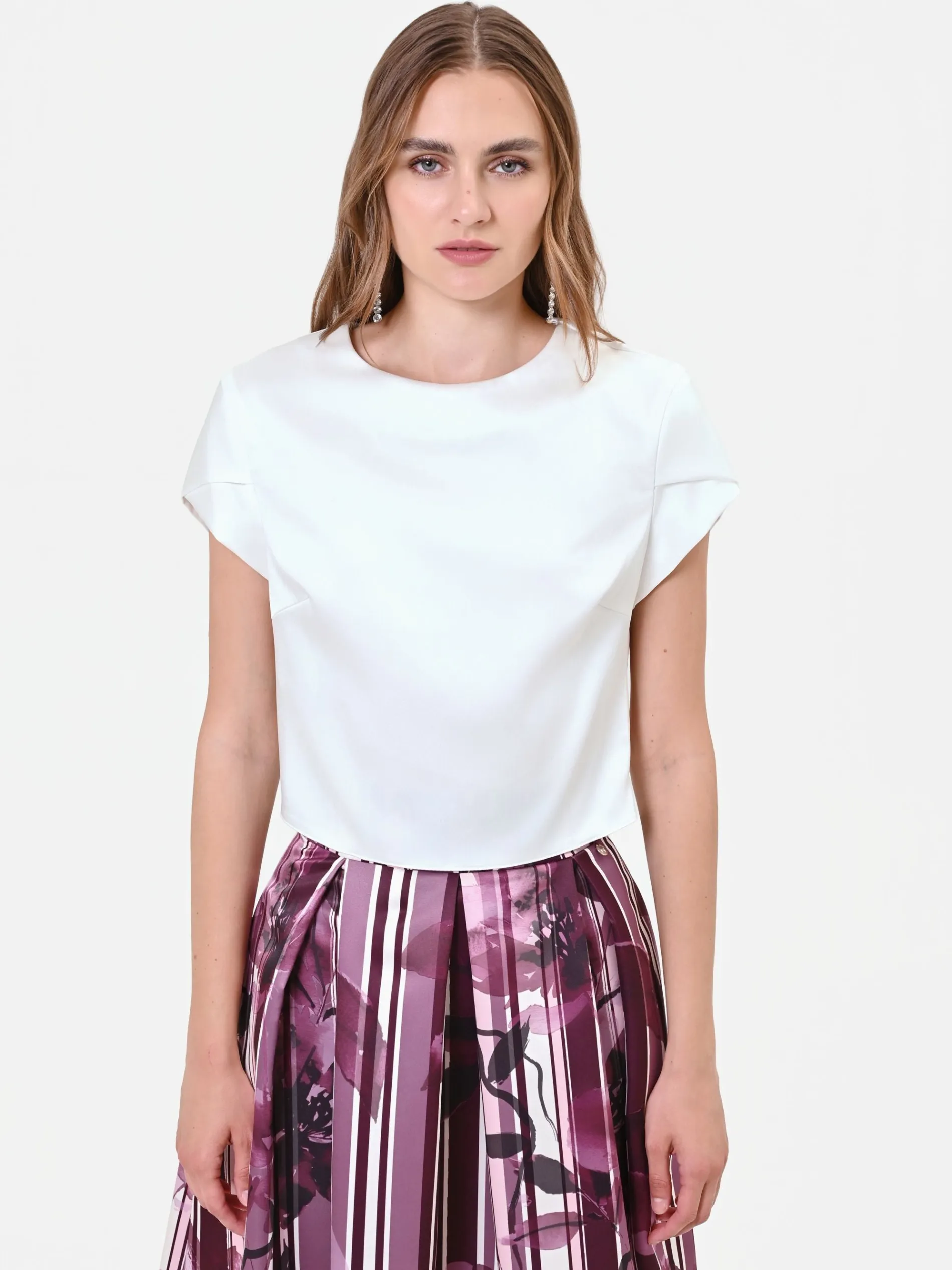 BLUSA PANNA CON MANICHE A RISVOLTO