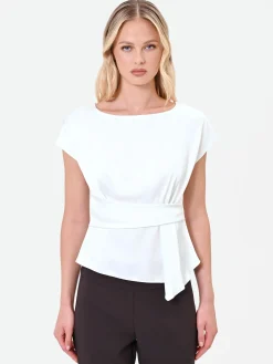 BLUSA PANNA IN RASO CON CINTURA ANNODATA