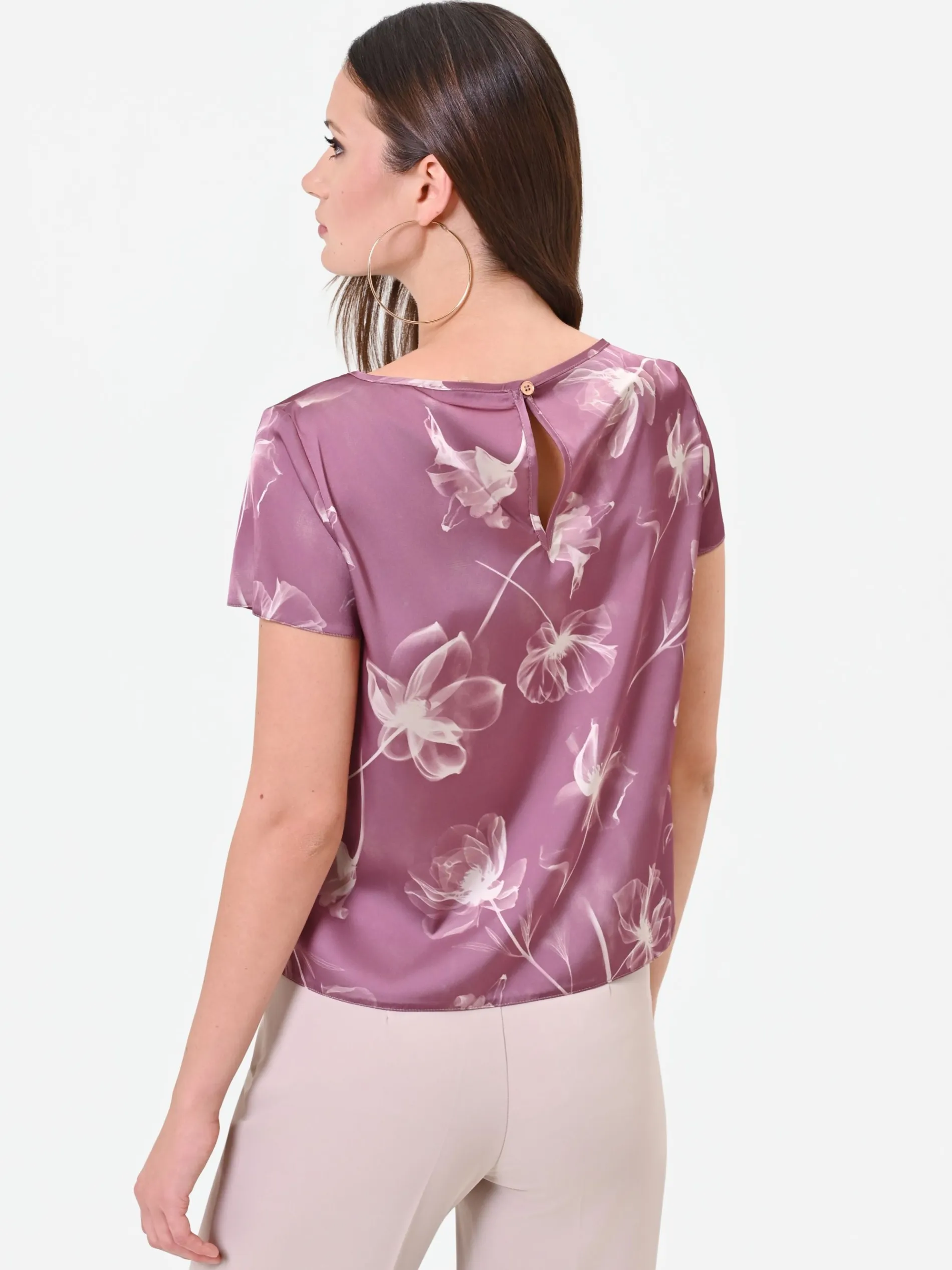 BLUSA ROSA ANTICO CON STAMPA FLOREALE