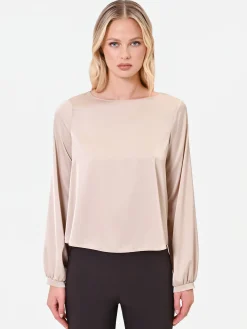 BLUSA TORTORA BEIGE CON MANICHE VOLUMINOSE