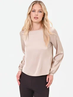 BLUSA TORTORA BEIGE CON MANICHE VOLUMINOSE