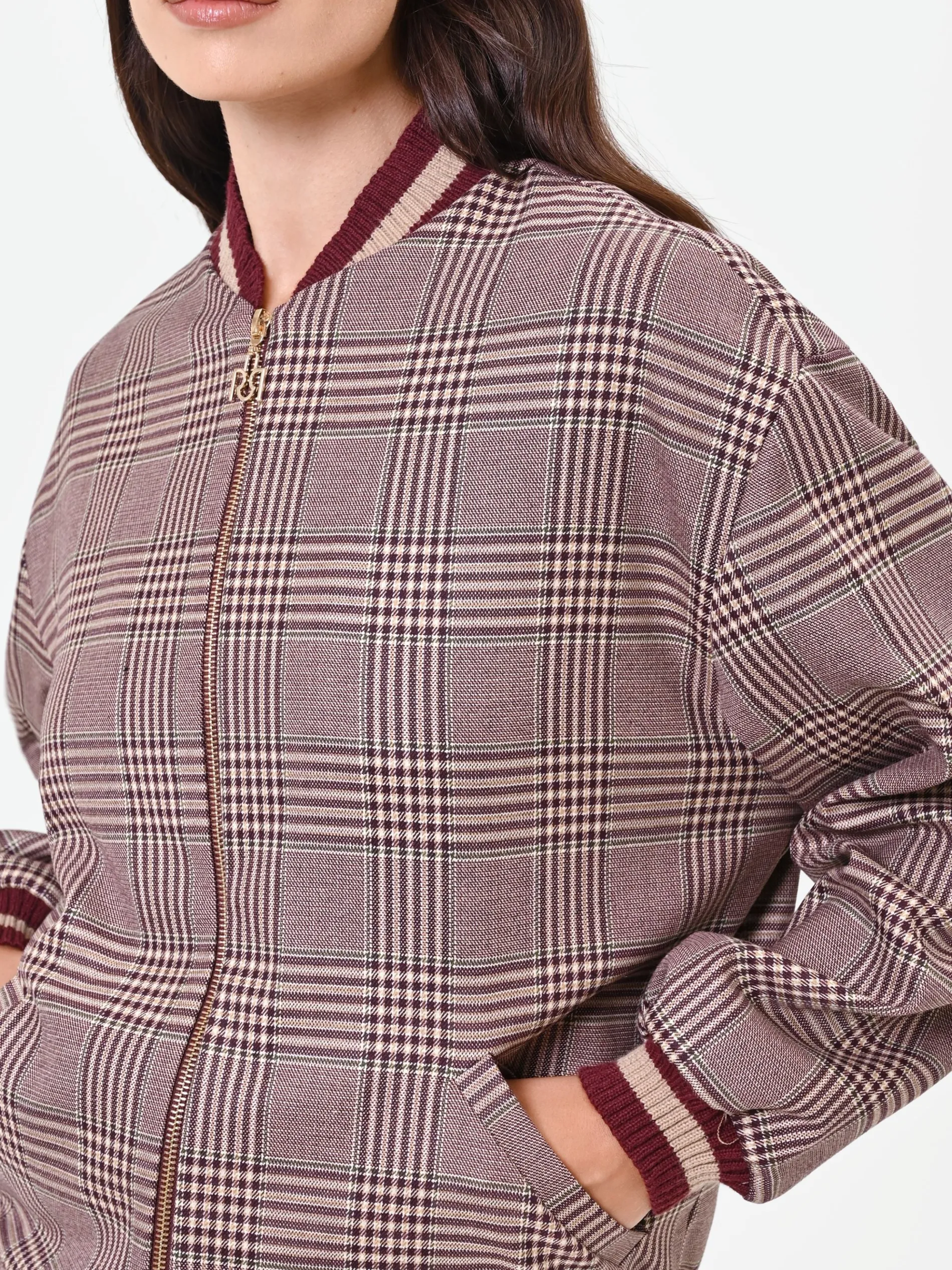 BOMBER FANTASIA CHECK ROSSO BORDEAUX