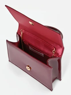 BORSA A MANO BORDEAUX EFFETTO VERNICE