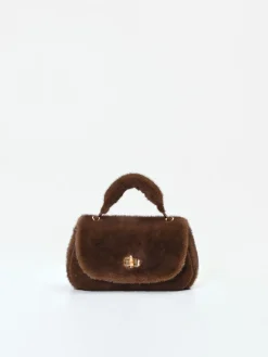 BORSA A MANO CIOCCOLATO EFFETTO PELLICCIA