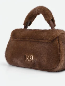 BORSA A MANO CIOCCOLATO EFFETTO PELLICCIA