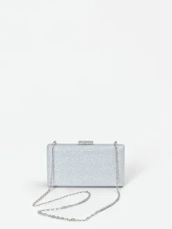BORSA CLUTCH ARGENTO CON APPLICAZIONE GIOIELLO
