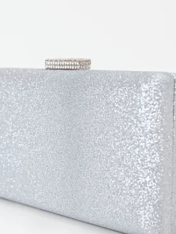 BORSA CLUTCH ARGENTO CON APPLICAZIONE GIOIELLO