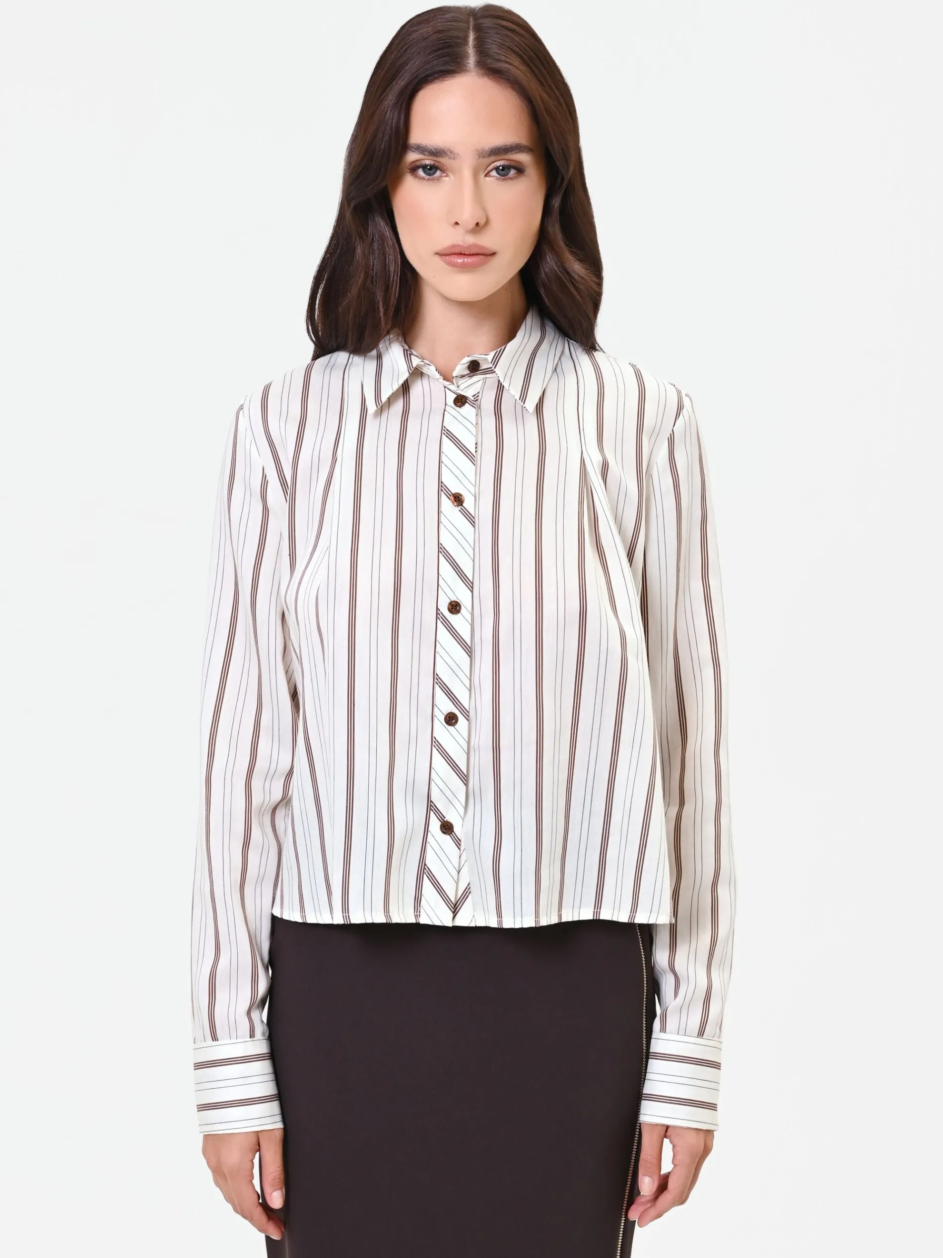 CAMICIA A RIGHE BIANCO PANNA