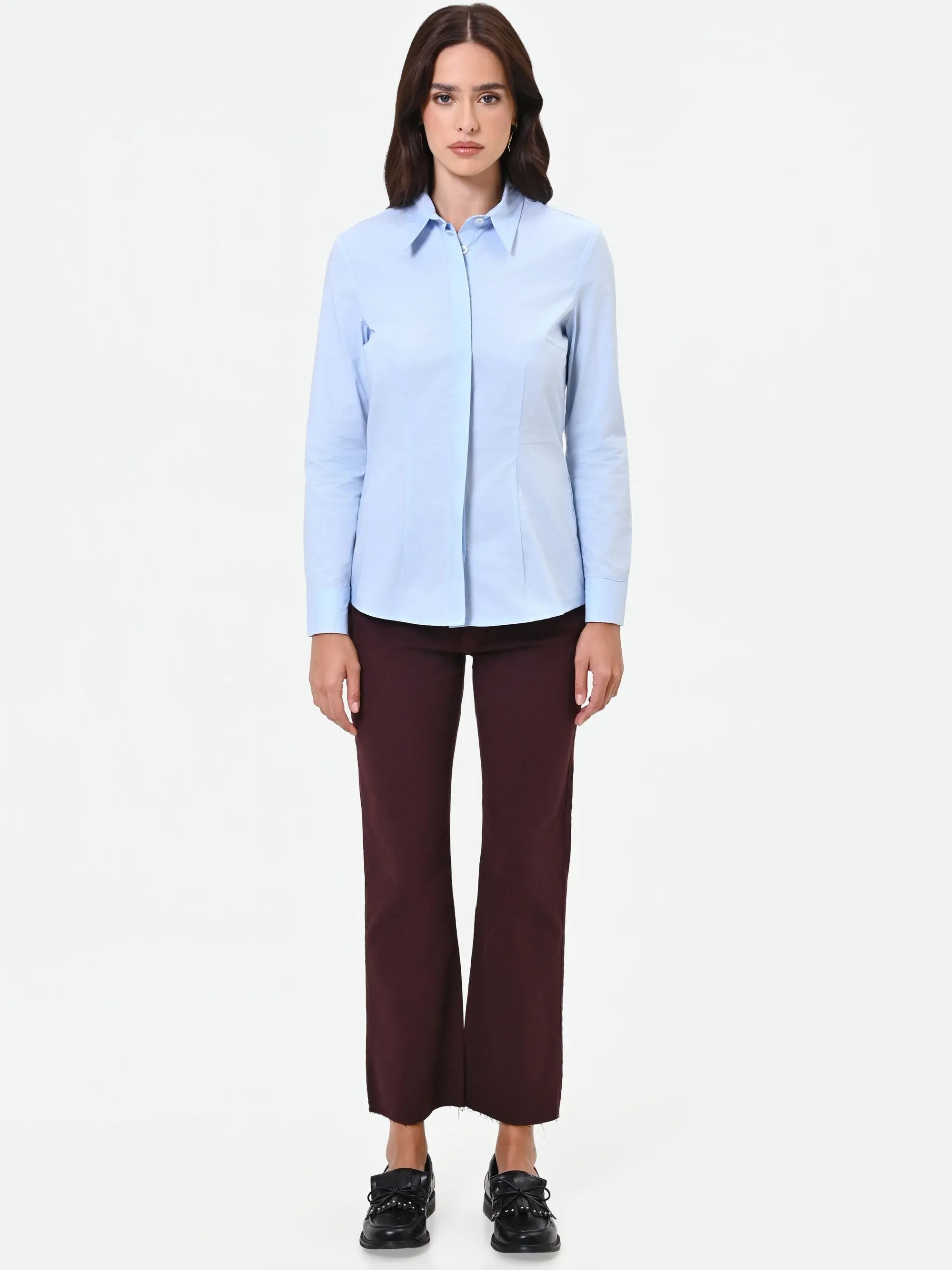 CAMICIA AZZURRA SCIANCRATA IN COTONE