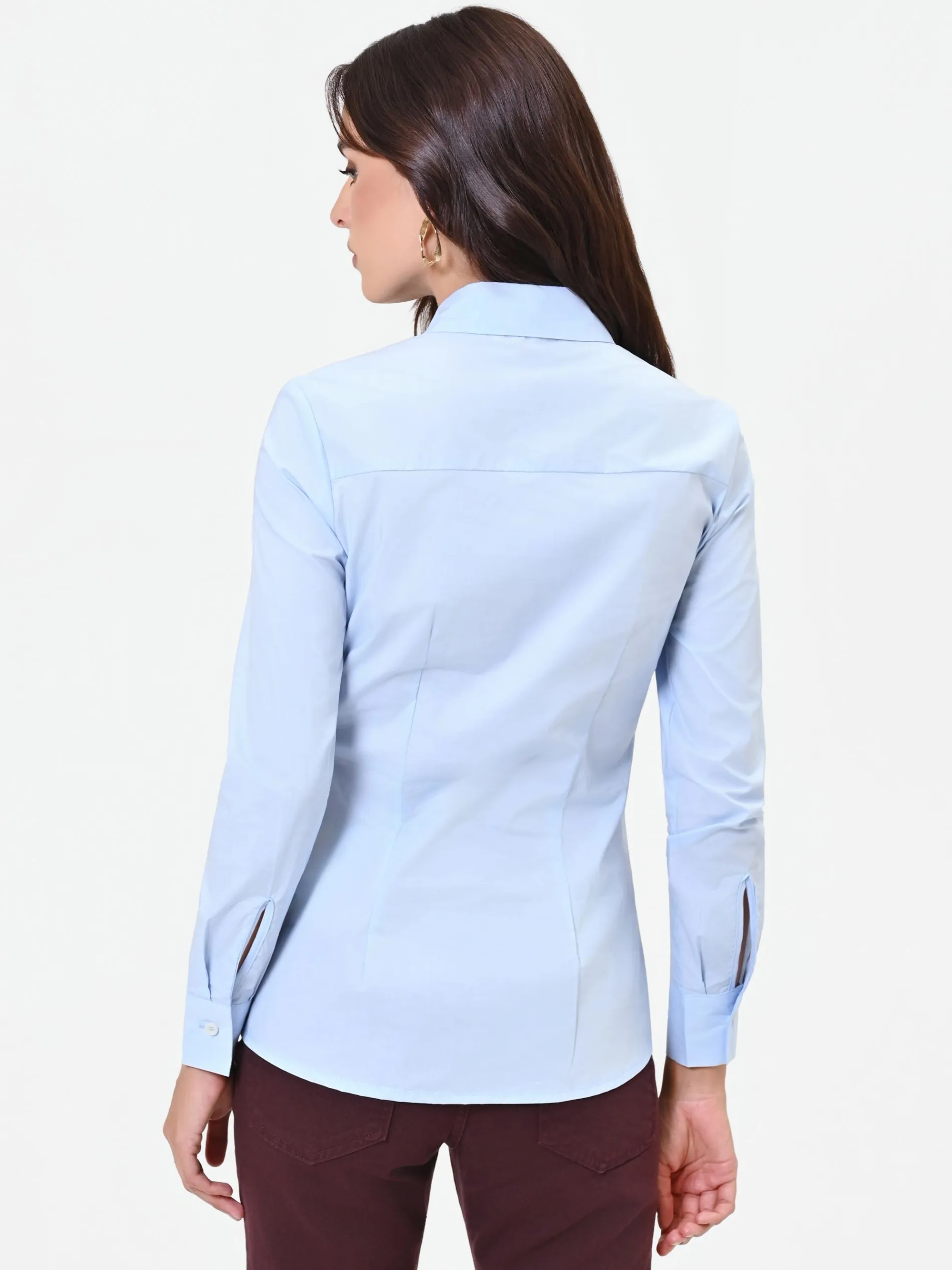 CAMICIA AZZURRA SCIANCRATA IN COTONE