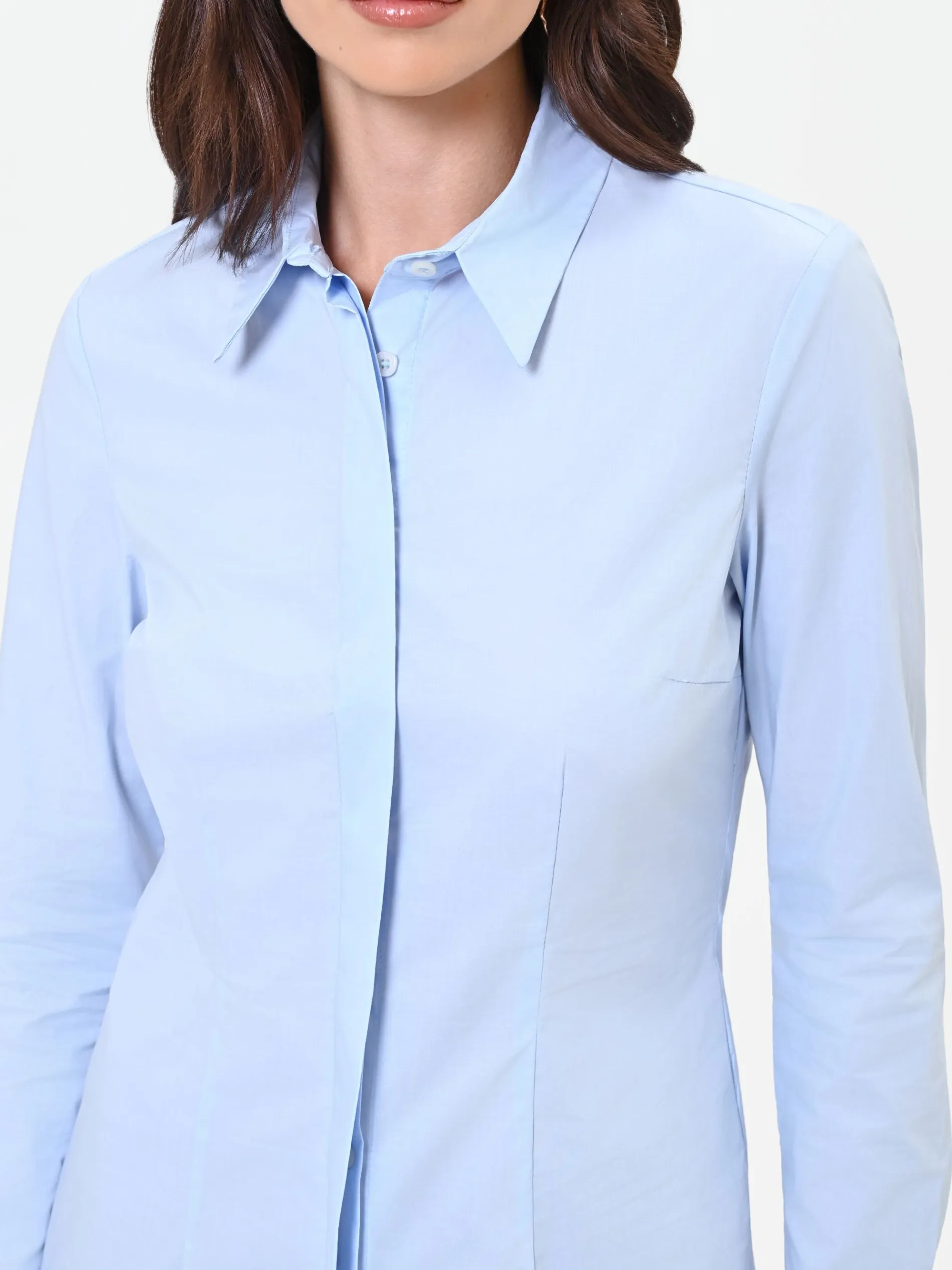 CAMICIA AZZURRA SCIANCRATA IN COTONE